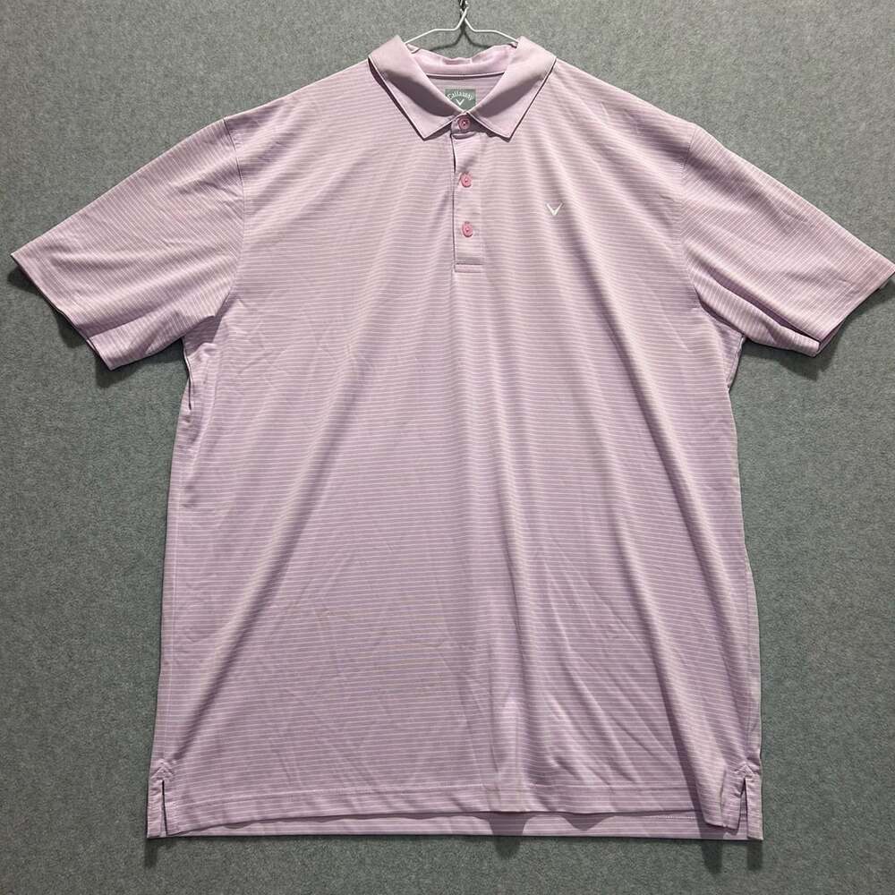 Callaway Men’s Opti-Dri Pink with Pin Stripe Short Sleeve Golf Polo Size XL